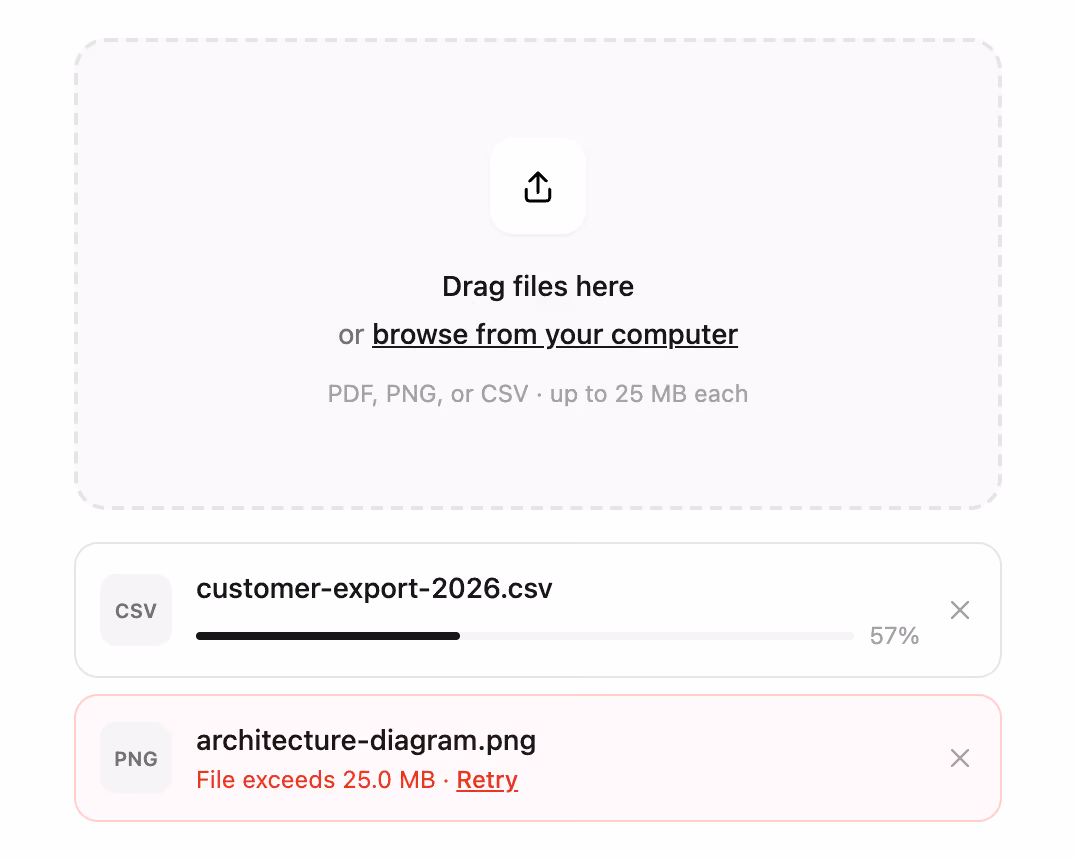 File upload dropzone 미리보기