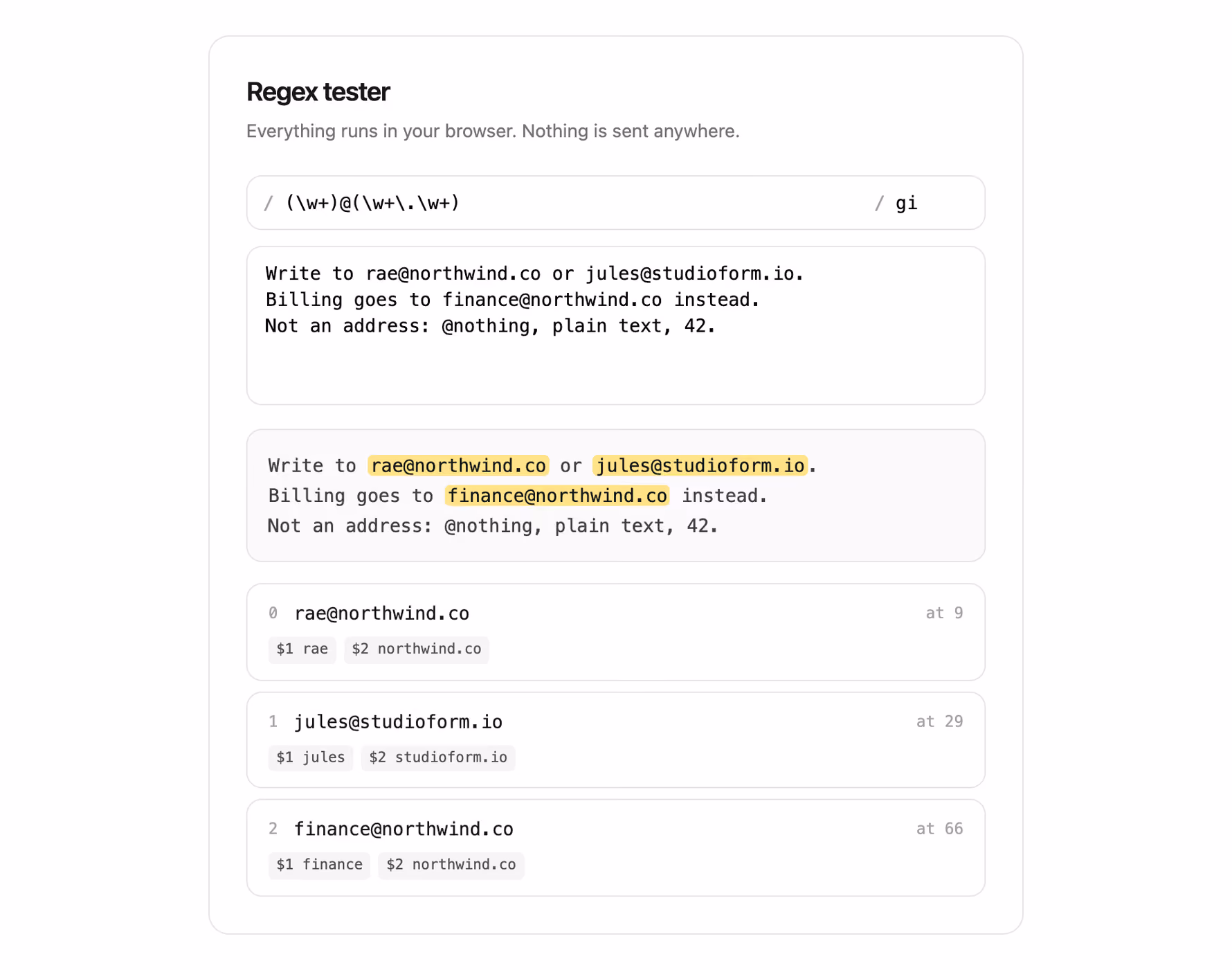 Regex tester 미리보기