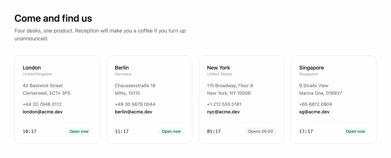 Offices with live local time 미리보기