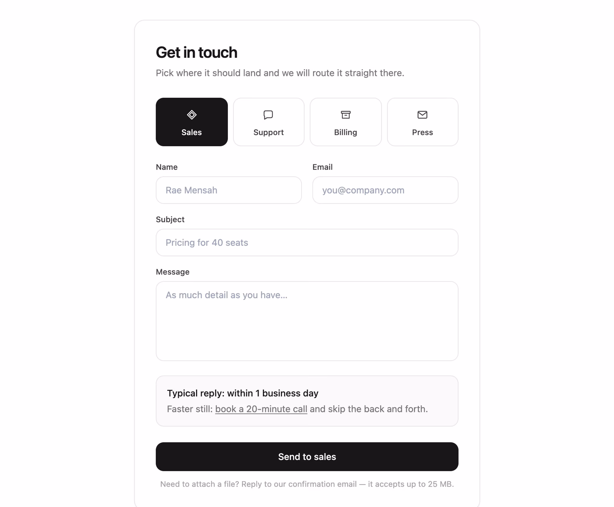 Routed enquiry form 미리보기