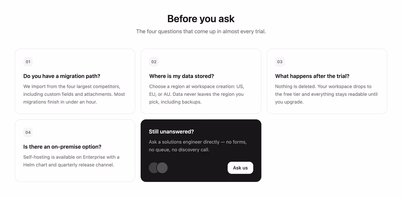 카드 그리드 및 문의처 타일 FAQ 미리보기