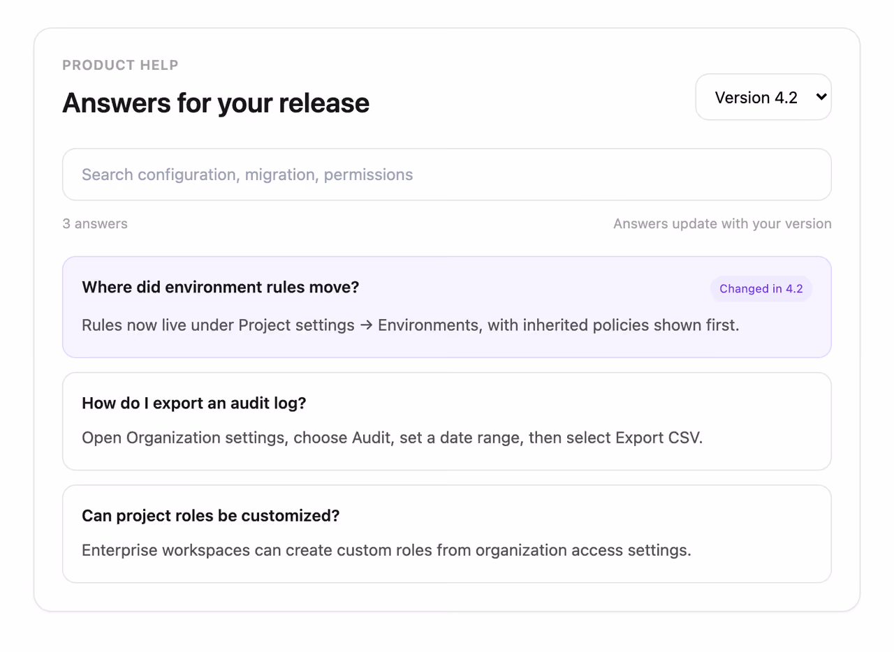 Release-specific answer finder 미리보기