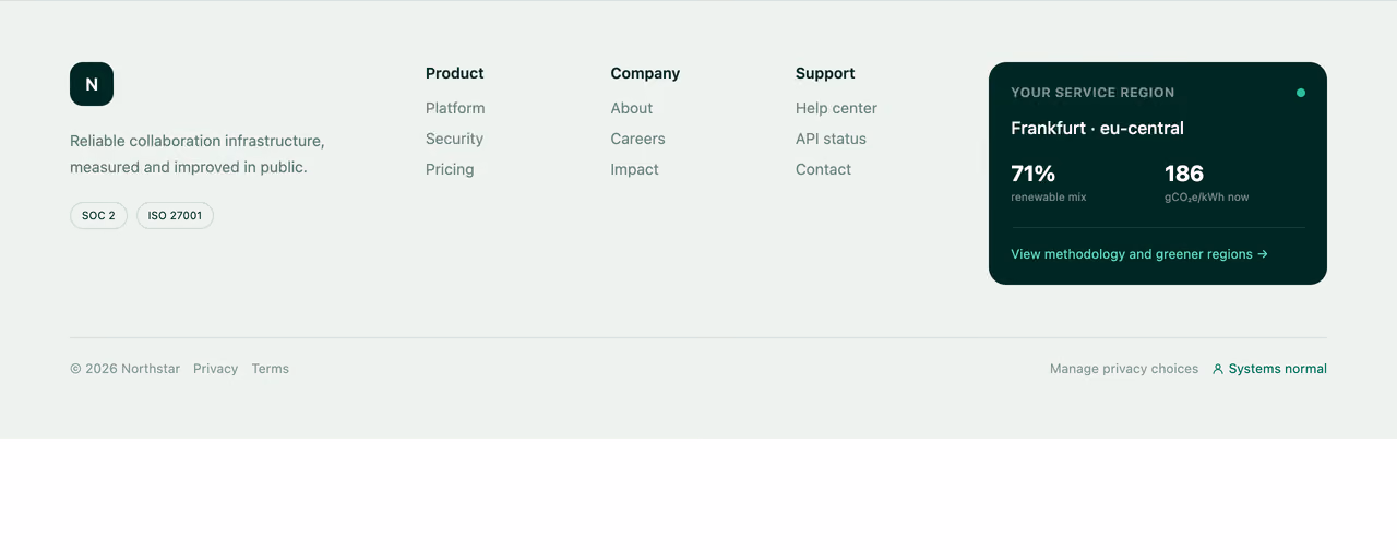 Carbon-aware service footer 미리보기