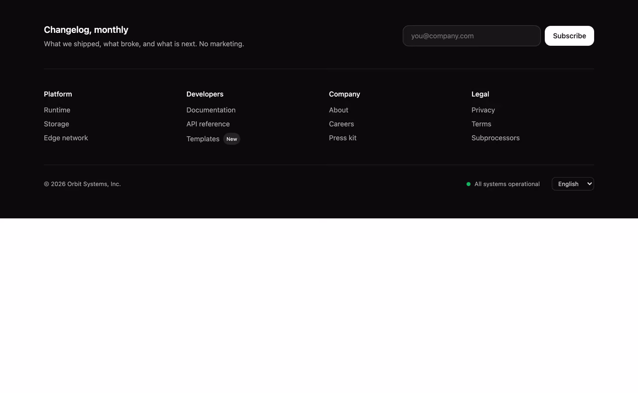 뉴스레터 결합 다크 푸터 미리보기
