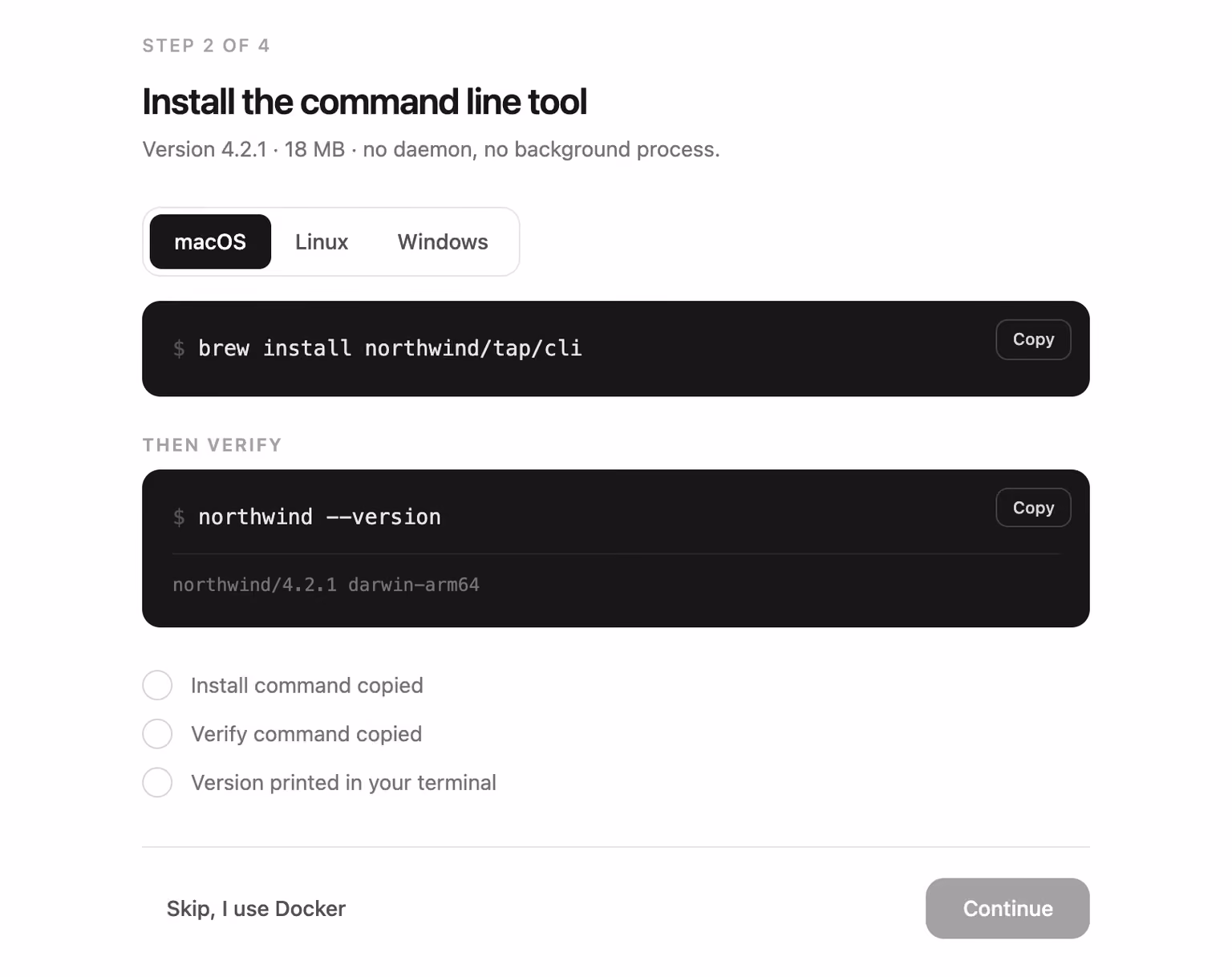 Install the CLI step 미리보기